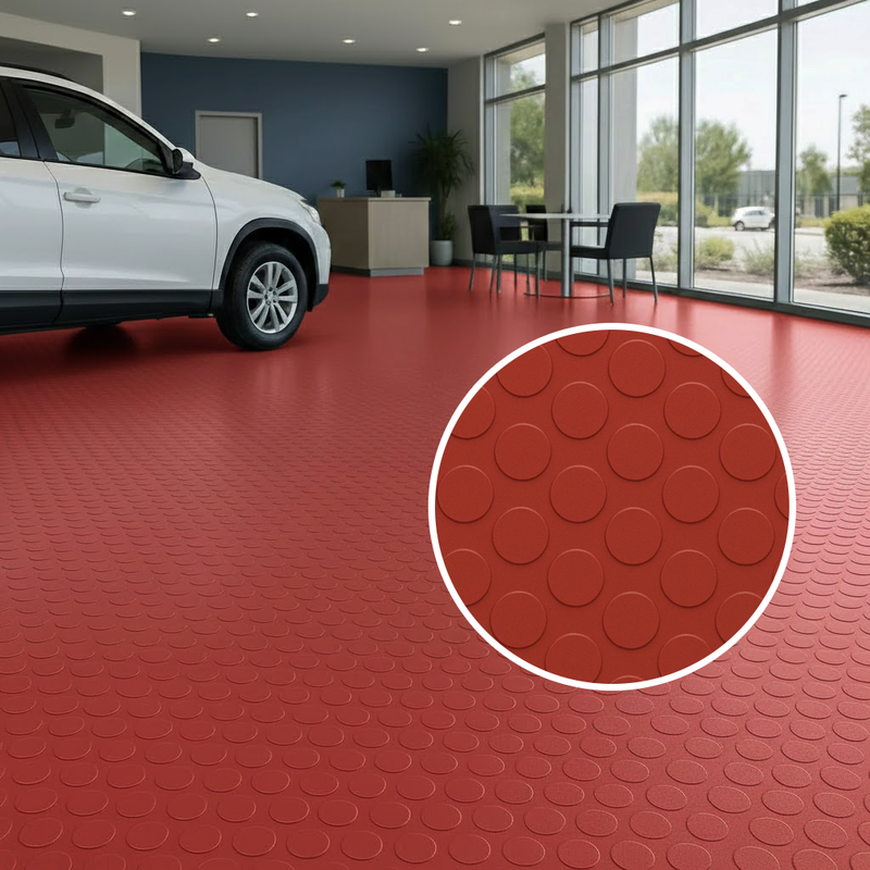Premium R11 Slip-Rated Round Dot Non-Slip Rubber Flooring Roll – Oil-Resistant, Heavy-Duty Safety Mat for Commercial, Industrial & Wet Areas
