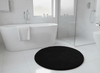 Round Shaggy Bath Mat 120cm Black – Fluffy Non-Slip Washable - Uk Bathroom Setting