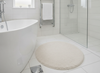 Round Fluffy Bathroom Rug 120cm Ivory – Non-Slip Washable Sh - Uk Bathroom Setting