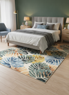 Amazonia Leaf Design Short Pile Rug 160×230cm – Washable Non-Slip Living Room Rug |