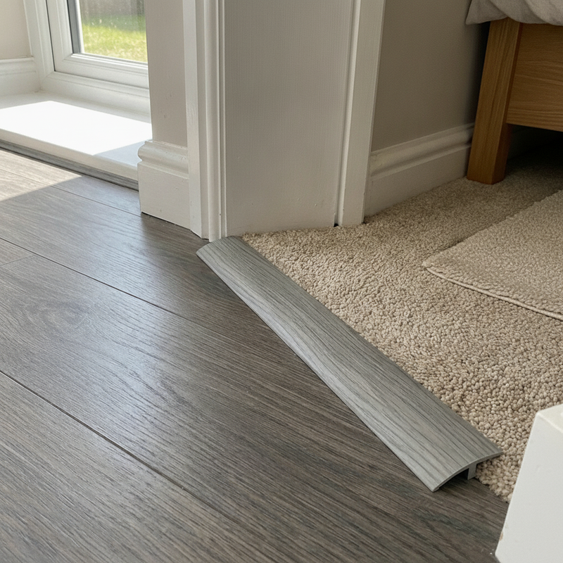 Self-Adhesive PVC Floor Transition Strip - Uk Bedroom Install Setting