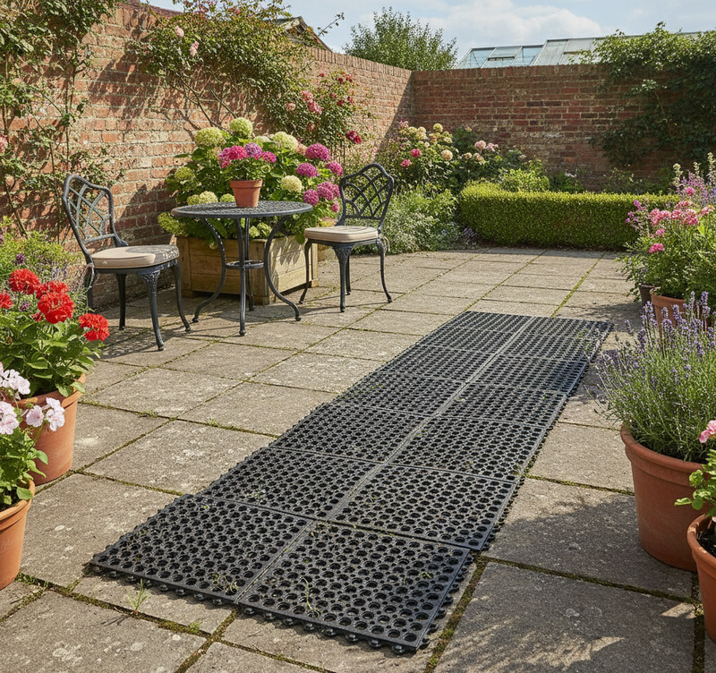 Wheelchair Accessible Rubber Grass Mat — Heavy Duty Pathway - Uk Garden Setting