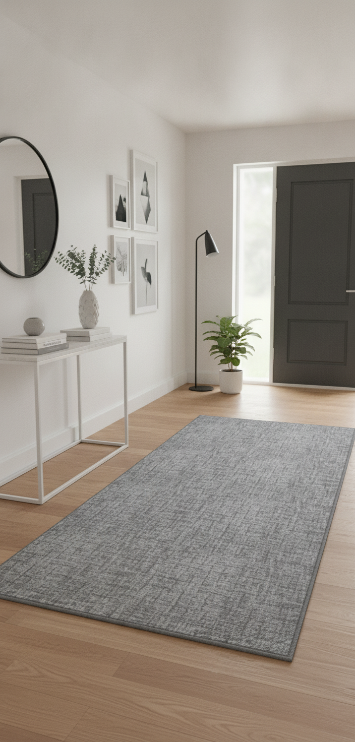 Tessaro Fine Loop Carpet Runner 80×250cm – Non-Slip Patterne - Uk Hallway Setting