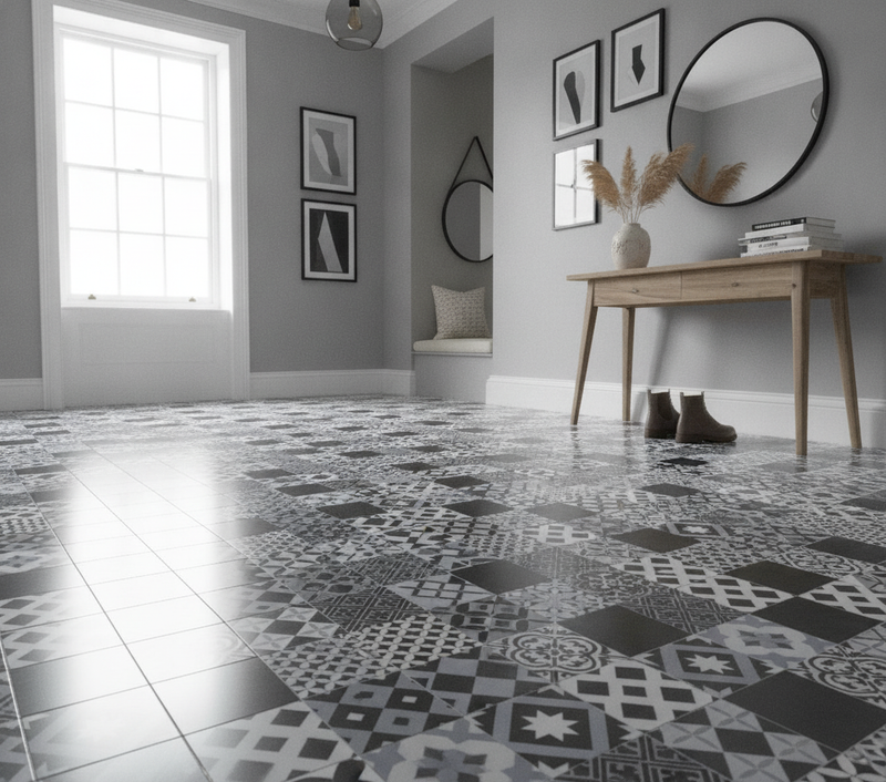 Luxury Vinyl Flooring Sold by the Metre – Wood, Tile & Stone - Uk Hallway Setting