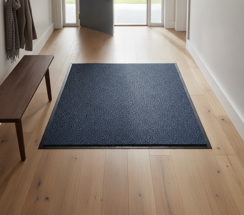 Washable Rubber Doormat Blue 60×90cm – Non-Slip Heavy-Duty I - Uk Home Hallway Setting