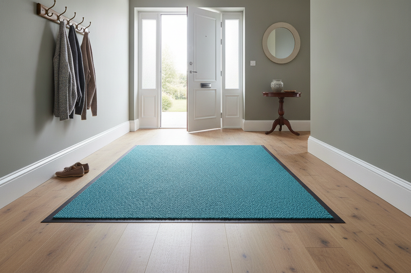 Washable Dirt Trapper Mat Turquoise 200×400cm – Non-Slip Hea - Uk Home Hallway Setting