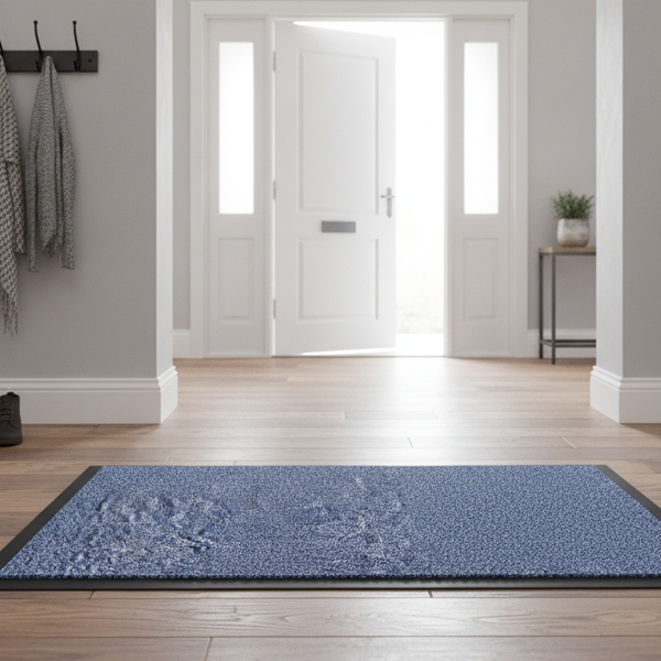 Washable Dirt Trapper Runner Blue 200×400cm – Heavy-Duty Non - Uk Home Hallway Setting