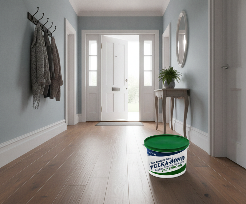 Vulka-Bond V17 Rubber Flooring Adhesive - Uk Home Hallway Setting