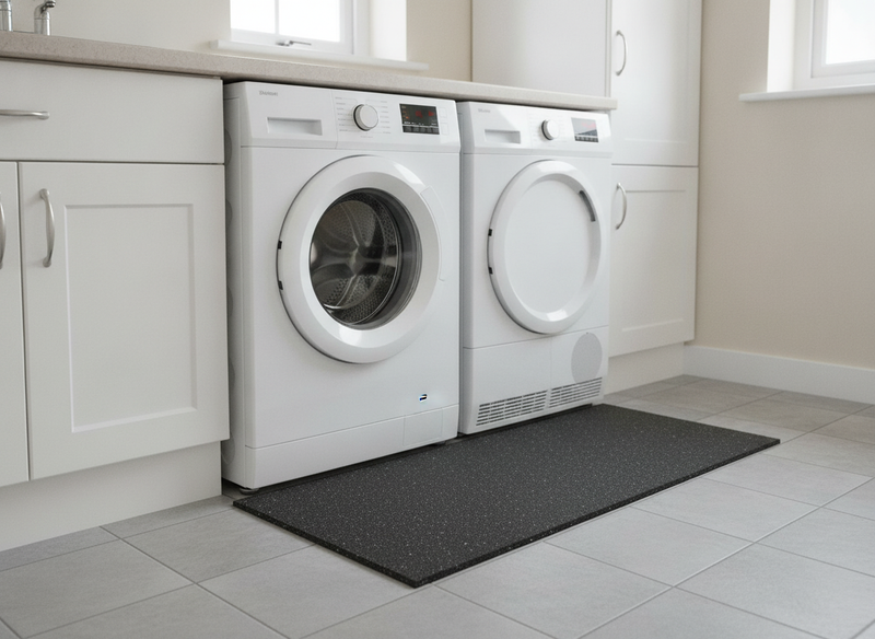 Anti-Vibration Mat 60×60cm 5mm – Non-Slip Rubber Underlay for Washing Machine - Uk Laundry Room Setting