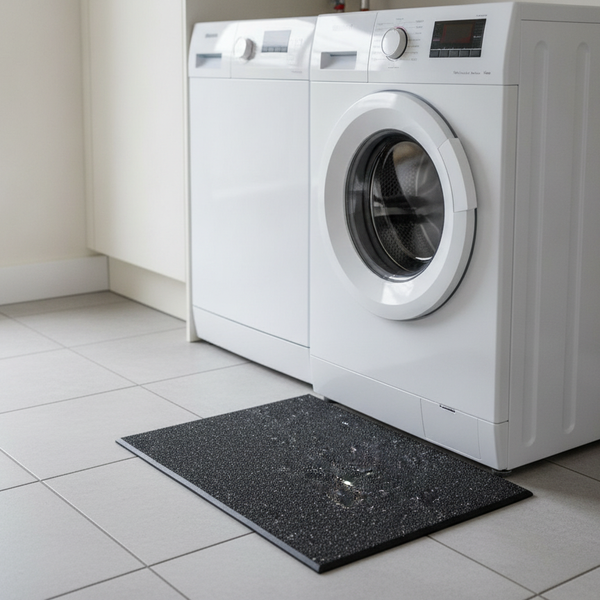 Heavy-Duty Anti-Vibration Mat 60×60cm 20mm – Cut-to-Size Rubber Machine Underlay - Uk Laundry Room Setting