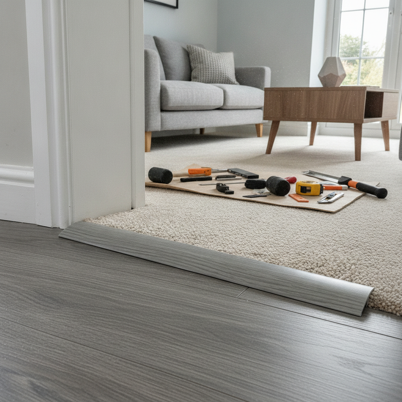 Self-Adhesive PVC Floor Transition Strip - Uk Living Room Install Setting