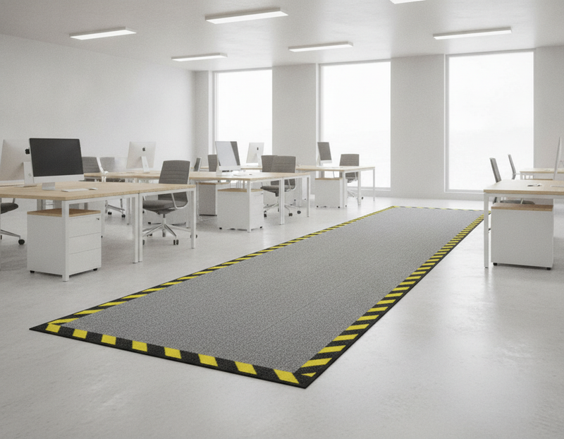 Cable Safety Mat with High-Vis Warning Border – Non-Slip Office & Warehouse Cable Cover - Uk Office Setting