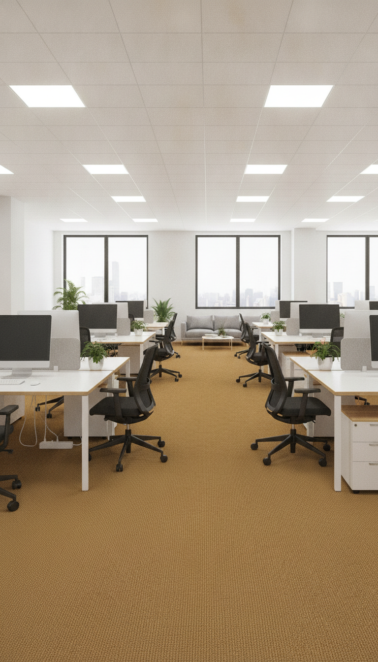 Premium Woven Cotton Carpet Runner 80×250cm Beige – Fluffy N - Uk Office Setting