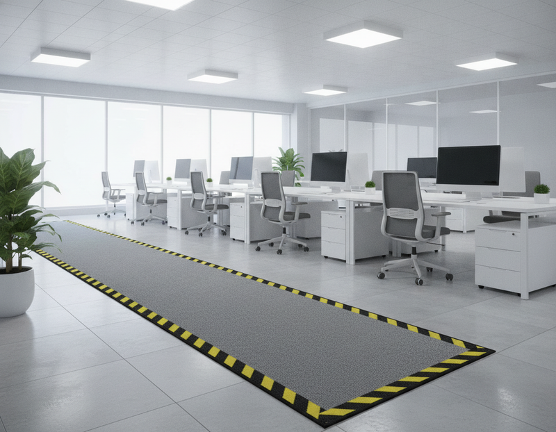 Cable Cover Safety Mat with Warning Border – Non-Slip Office & Warehouse Cable Management Mat - Uk Office Setting