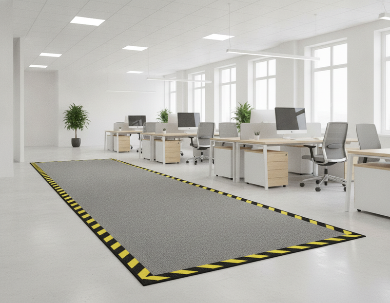 Cable Cover Safety Mat with Warning Border – Non-Slip Office & Warehouse Cable Management Mat - Uk Office Setting