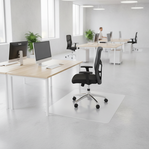 Scratch-Resistant Floor Protection Mat Milk White – Non-Slip - Uk Office Setting