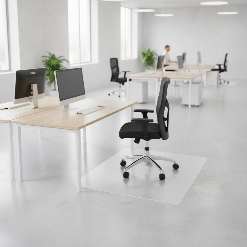 Scratch-Resistant Floor Protection Mat Milk White – Non-Slip - Uk Office Setting