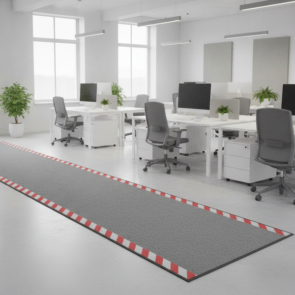 Cable Cover Safety Mat White/Red Warning Border – Non-Slip Office & Warehouse Cable Protector - Uk Office Setting