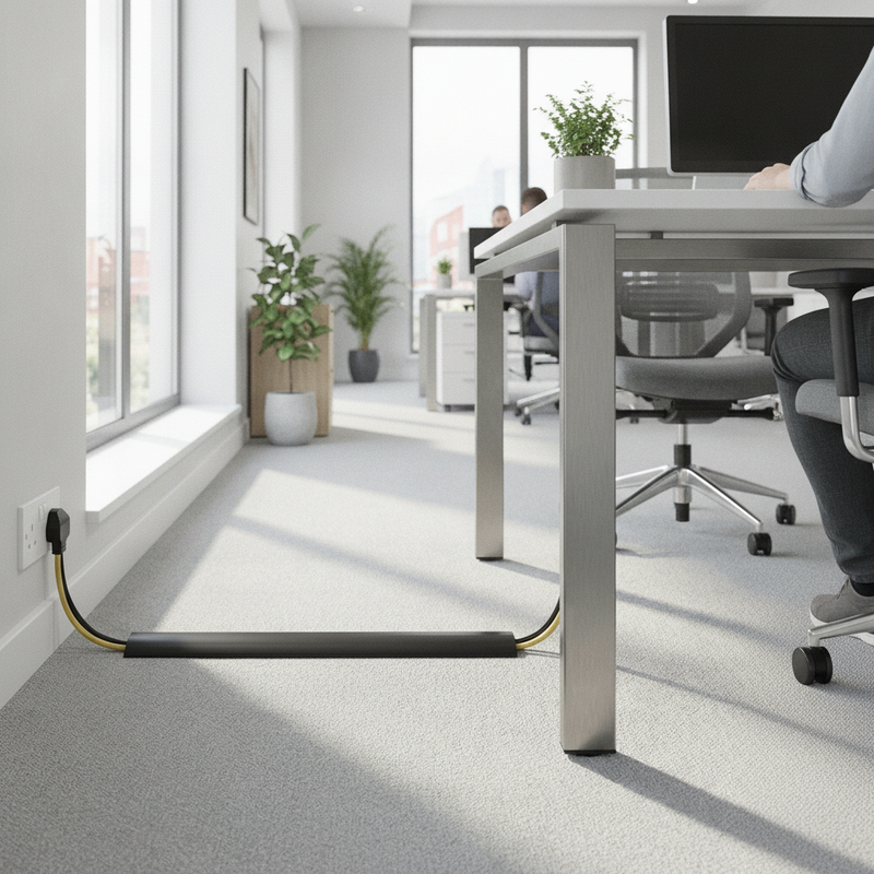 Heavy-Duty PVC Floor Cable Cover - Uk Office Cable Setting