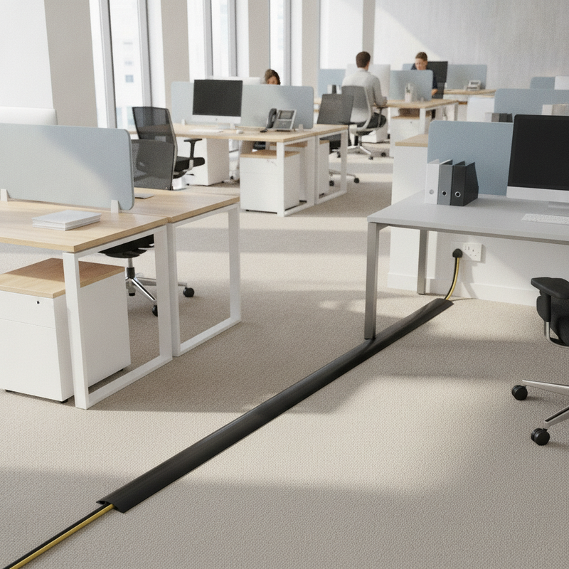 Heavy-Duty PVC Floor Cable Cover - Uk Office Cable Setting