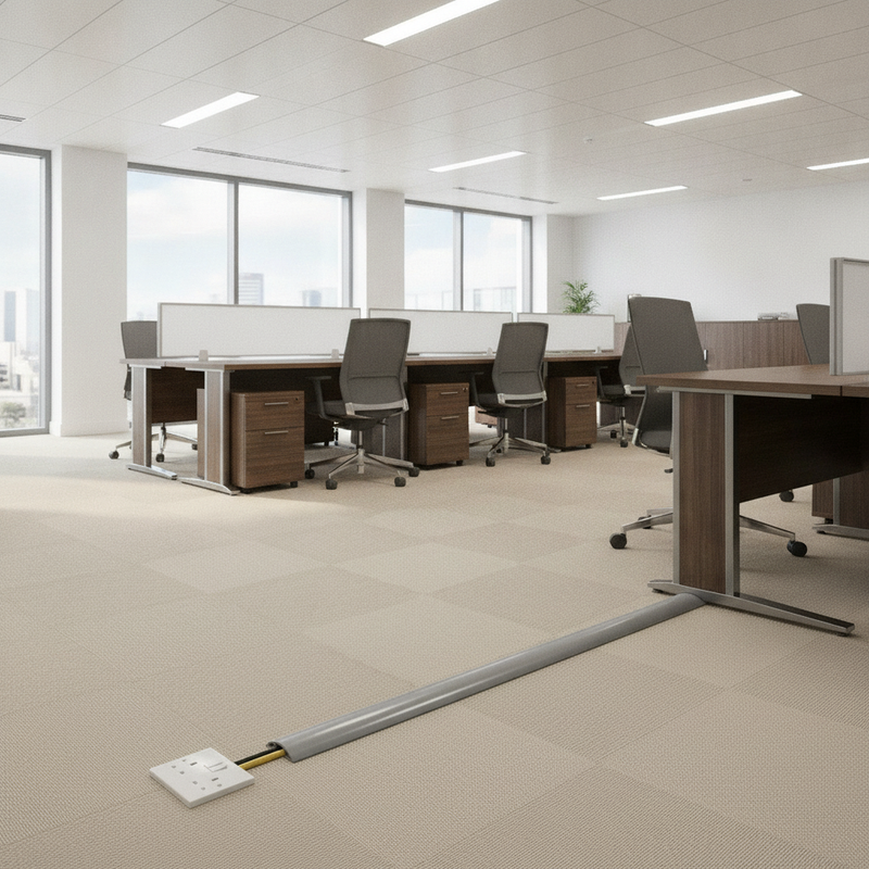 Heavy-Duty PVC Floor Cable Cover - Uk Office Cable Setting