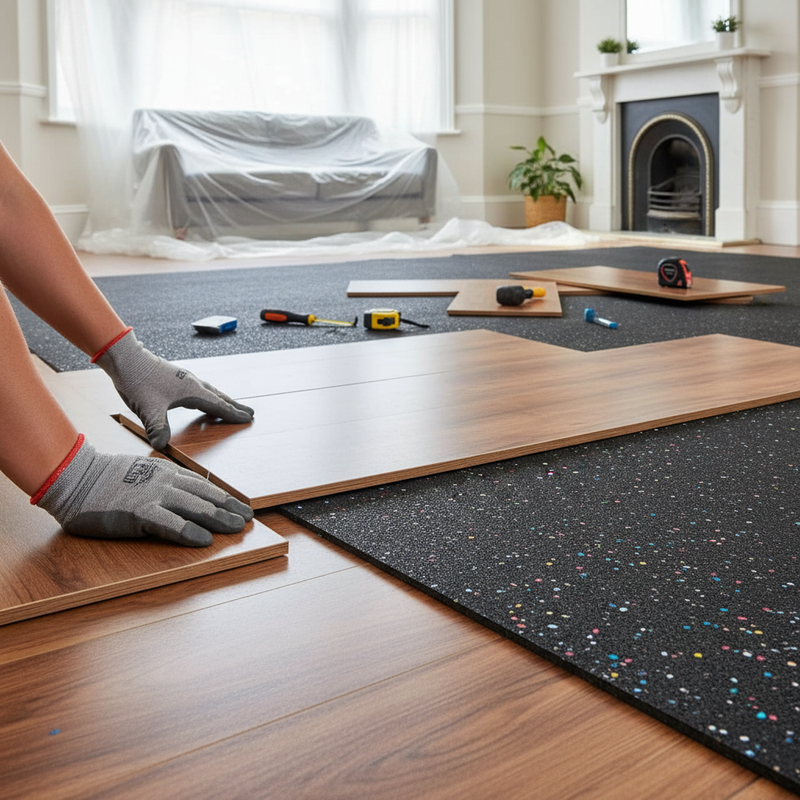 Acoustic Rubber Underlay - 6mm Soundproofing Mat - Impact Noise Reduction - - Detailed View