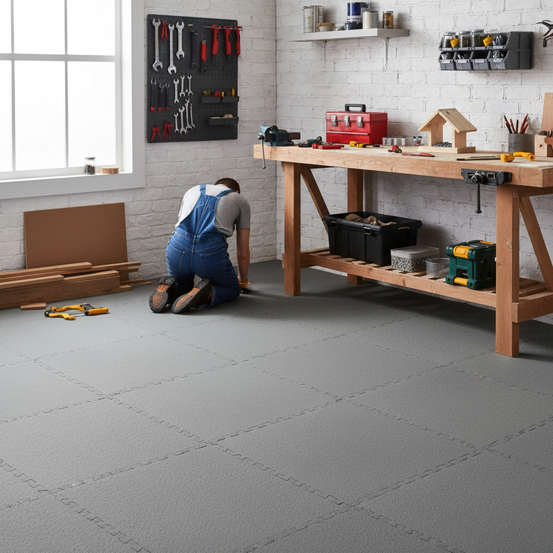 EVA Foam Garage Floor Tiles - Interlocking Workshop Mats - - Installation Guide