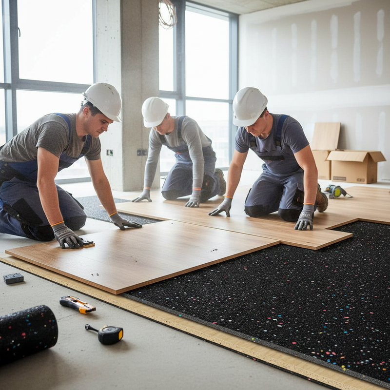 Acoustic Rubber Underlay - 6mm Soundproofing Mat - Impact Noise Reduction - - Application Example