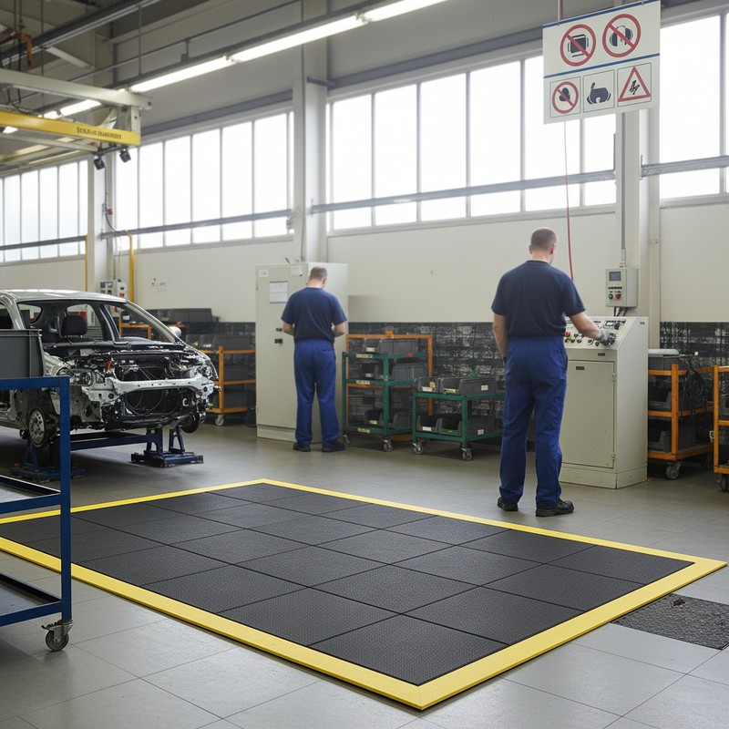 Anti-Fatigue Rubber Floor Tiles - Industrial Standing Mats - - Colour Options