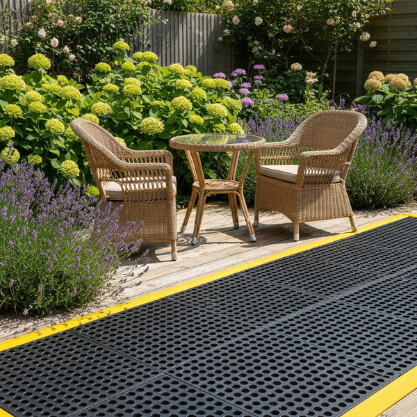 Anti-Slip Decking Mat UK 910x910mm Rubber Tiles Heavy Duty Outdoor Free Delivery - decking mat UK - product hero shot showing full dimensions
