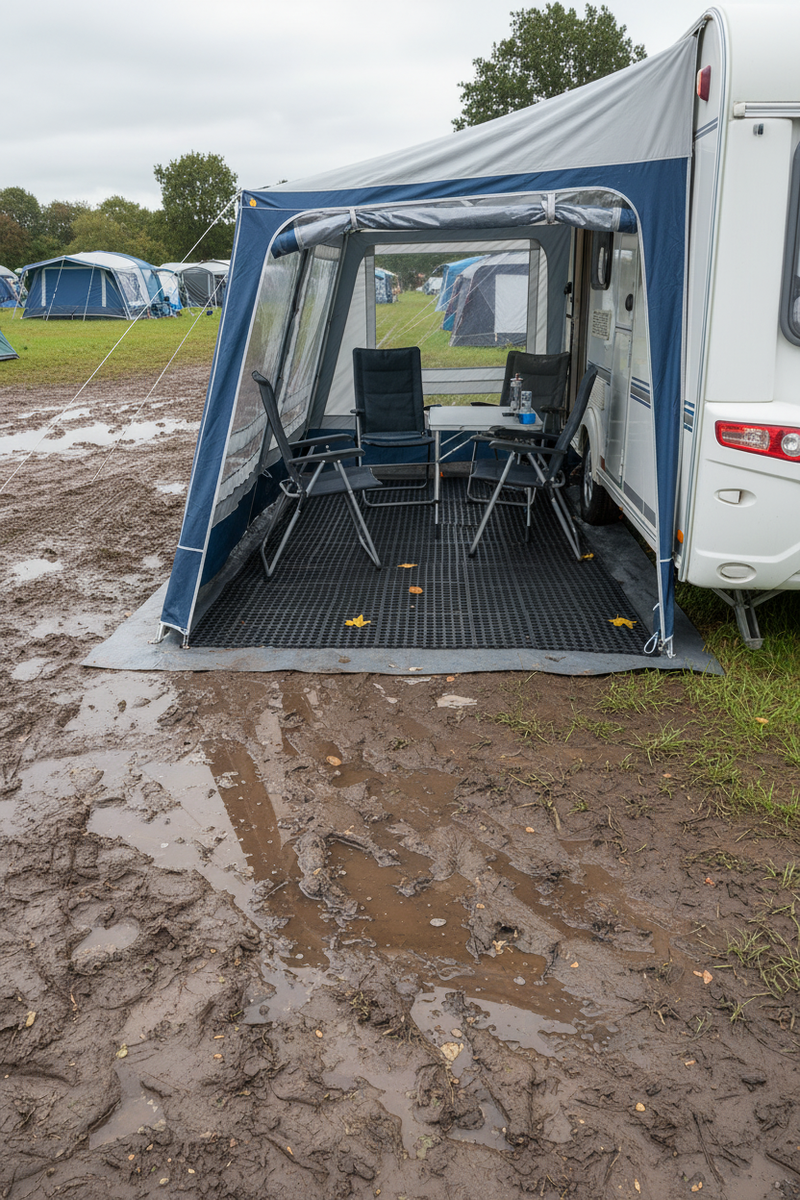 Rubber Decking Mat with Drainage - 17mm Anti-Slip Tiles - Outdoor Safety - - Application Example