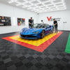 Vented garage floor tiles in professional car detailing bay UK