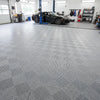 Light grey vented garage floor tiles UK