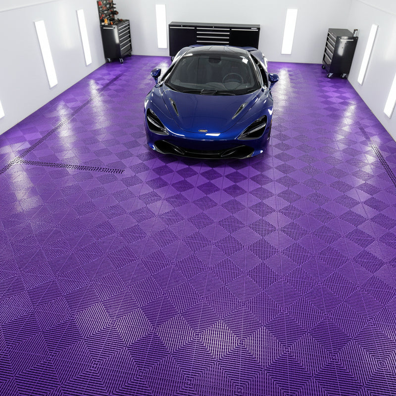 Purple vented garage floor tiles UK