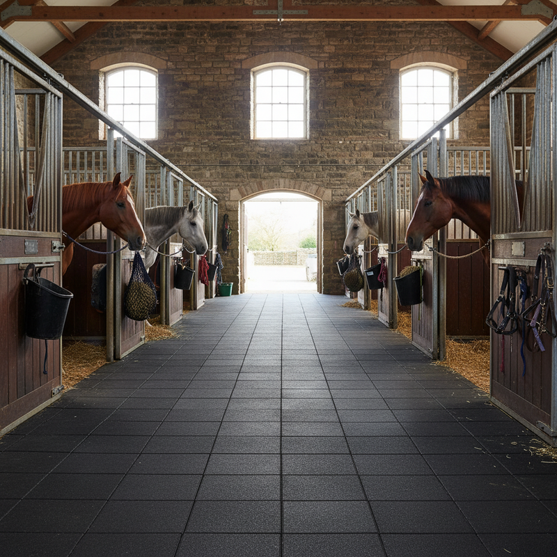 StableFlex Stable Walkway Tiles 1m x 1m 20mm Thick Rubber Horse Mat