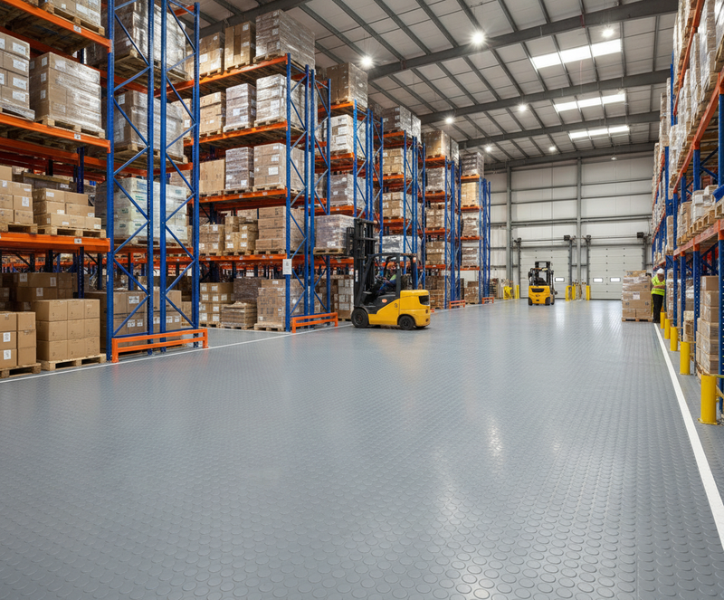 Warehouse Rubber Flooring UK Distribution Centre - Forklift Safe R11 Anti-Slip