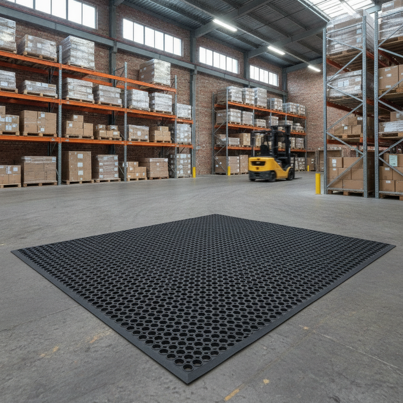 Extra Large Commercial Rubber Floor Mat - Warehouse Setting