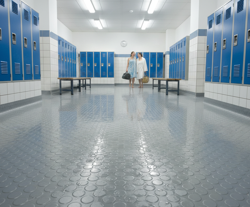 Wet Area Rubber Flooring Studded Non-Slip Mat R11 Rated Showers & Pool Surrounds - non-slip UK - product hero shot showing full dimensions