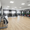 Wood effect gym flooring tiles installed in commercial gym UK