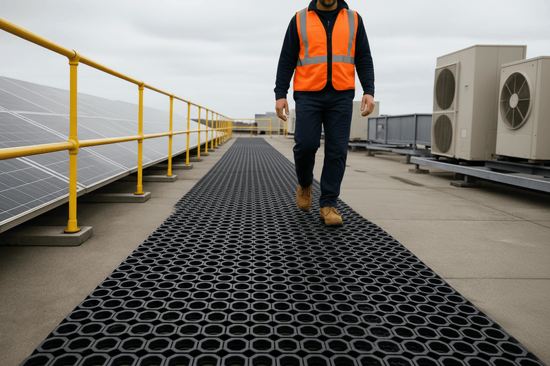 Flat Roof Walkway Matting | Heavy-Duty Non-Slip Rubber Safety Path | 23mm Thick