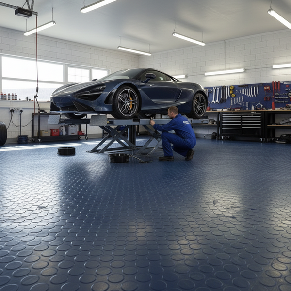 Workshop Rubber Flooring in Automotive Garage UK - Mechanic Workshop Flooring