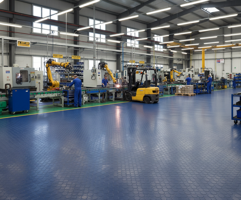 Workshop Rubber Flooring in Factory Production Area - Industrial Grade R11