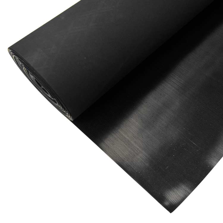 Premium Industrial Grade Black Fine Ribbed Non-Slip Rubber Matting Roll