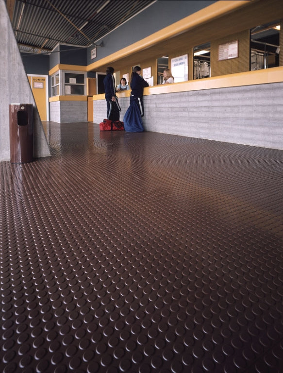 Non-Slip Heavy-Duty Rubber Floor Matting with Dot Stud Penny Pattern